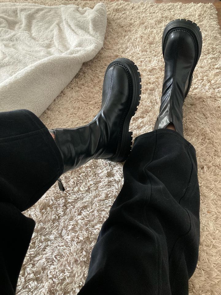 Сапоги, средняя высота, кожзам