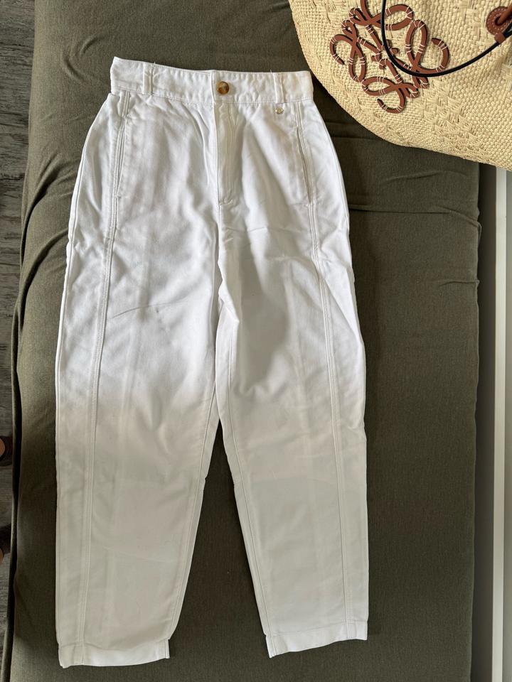 Белые льняные брюки Massimo Dutti