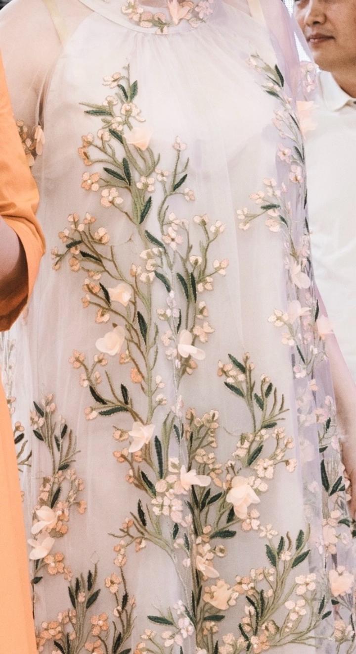 Платье Vera Moni розовое/бежевое с вышивкой