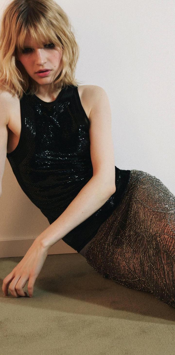 Топ комбинированный с бусинами ZARA новый