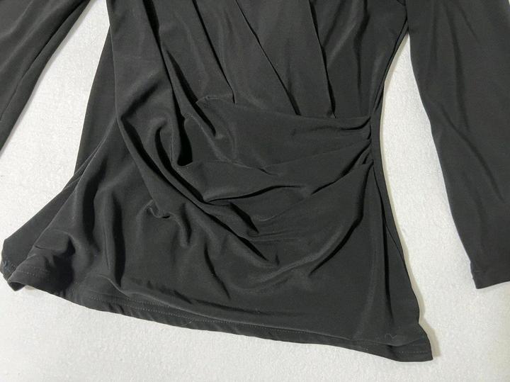 Винтажный топ блуза S черный стрейч рукав 3/4 лонгслив вечерний офисный