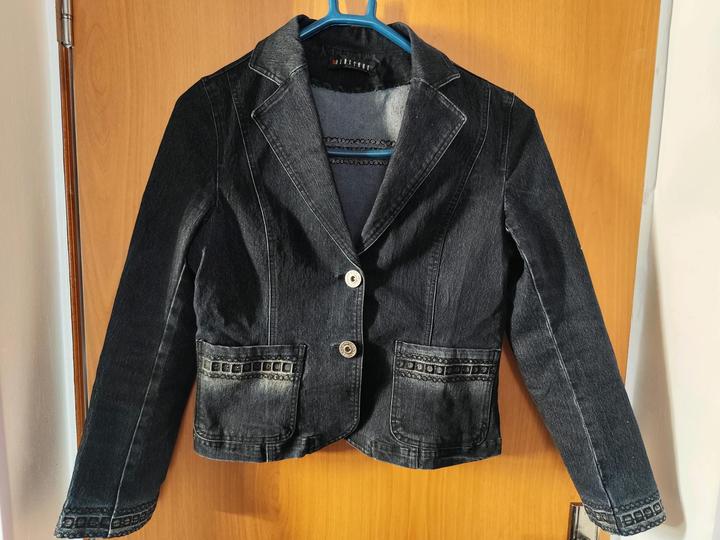 Джинсовый укороченный жакет (пиджак)