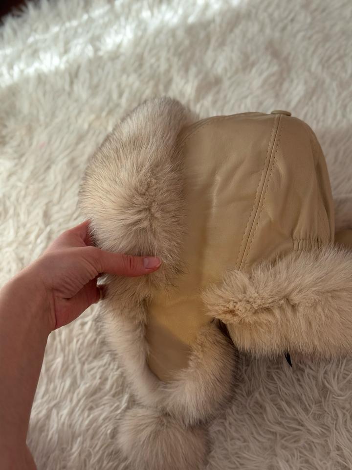 тёплая зимняя шапка-ушанка мех норки