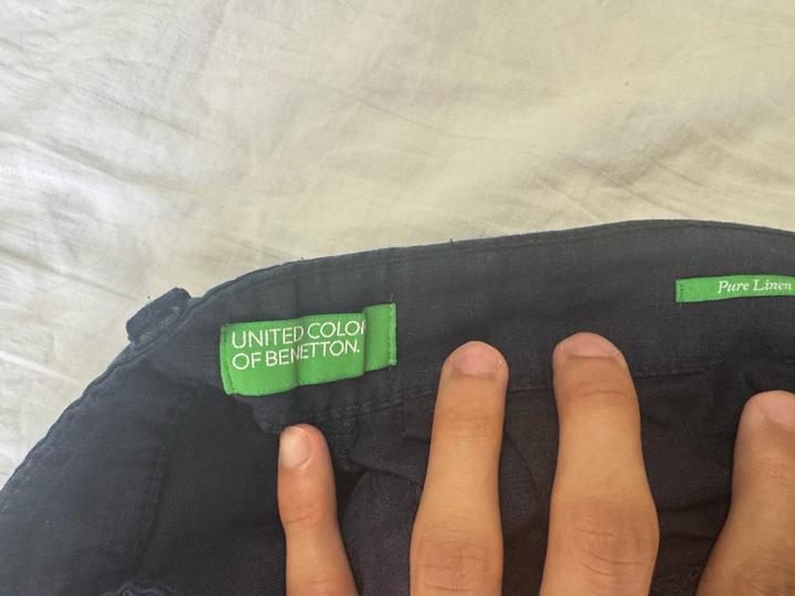 Льниные темно синие штаны от Benetton