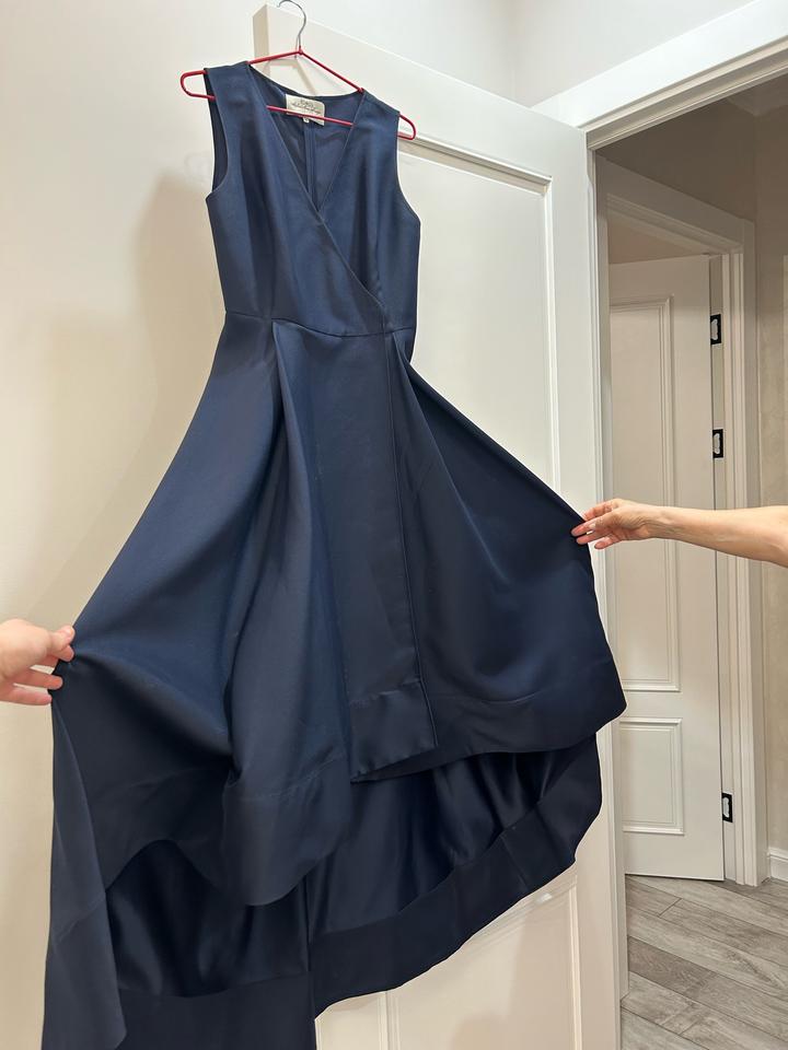 Темно синее платье ручной работы