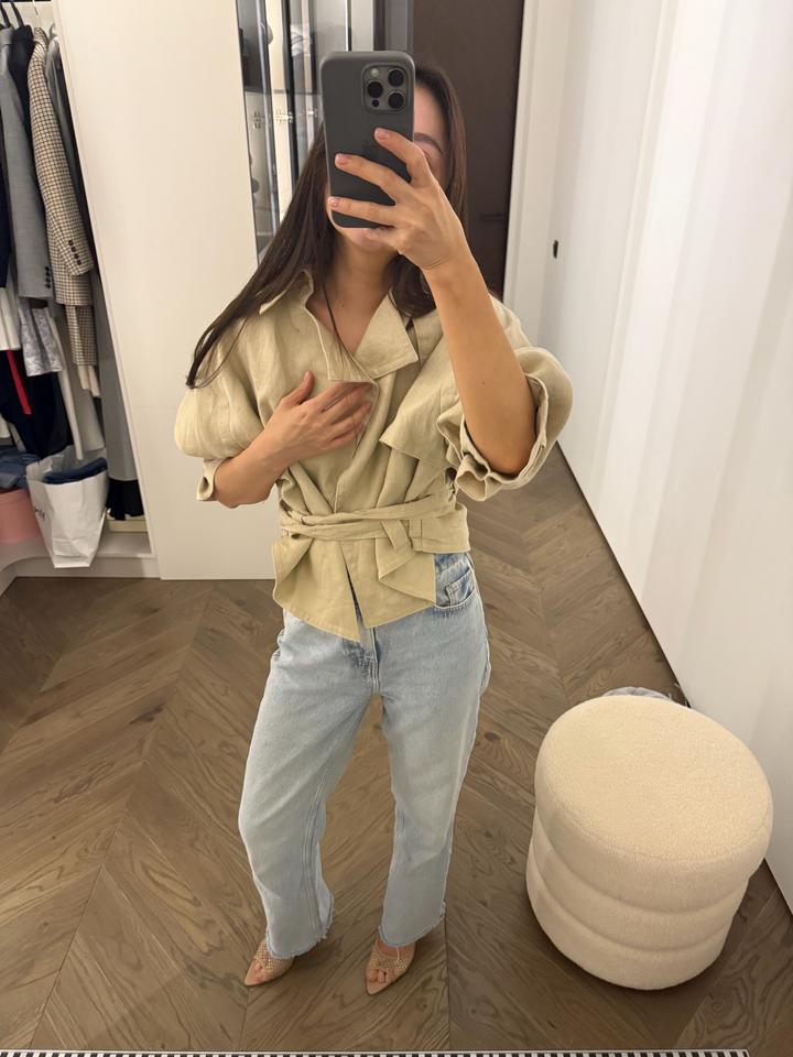 Укороченый тренч из льна от mango