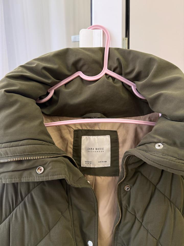 Пуховик короткий Zara, хаки, xs