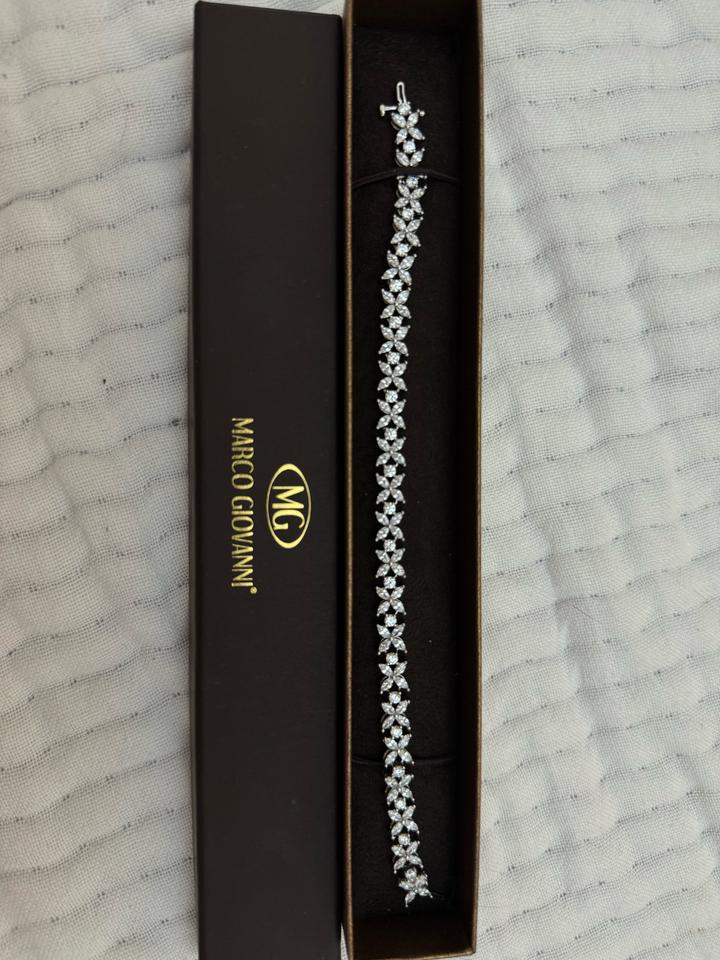 Тенисный браслет серебро