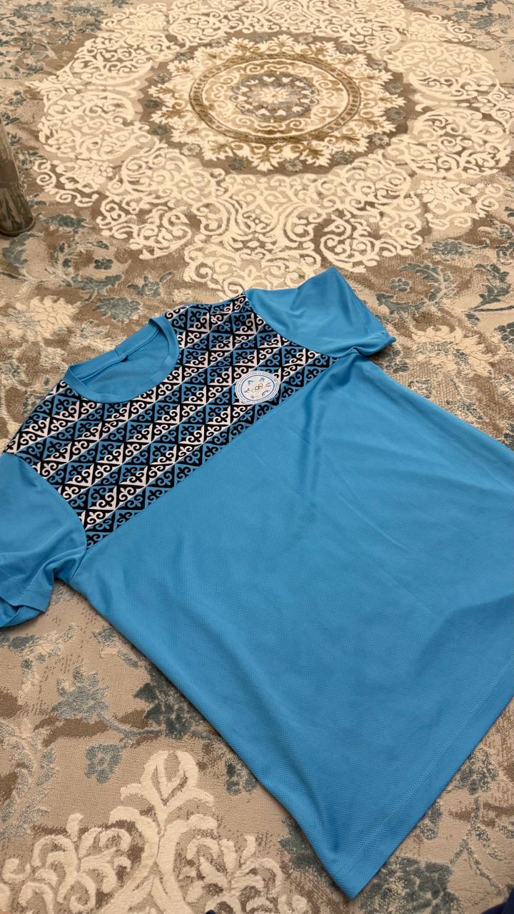 Спортивная синяя футболка, qazaqstan