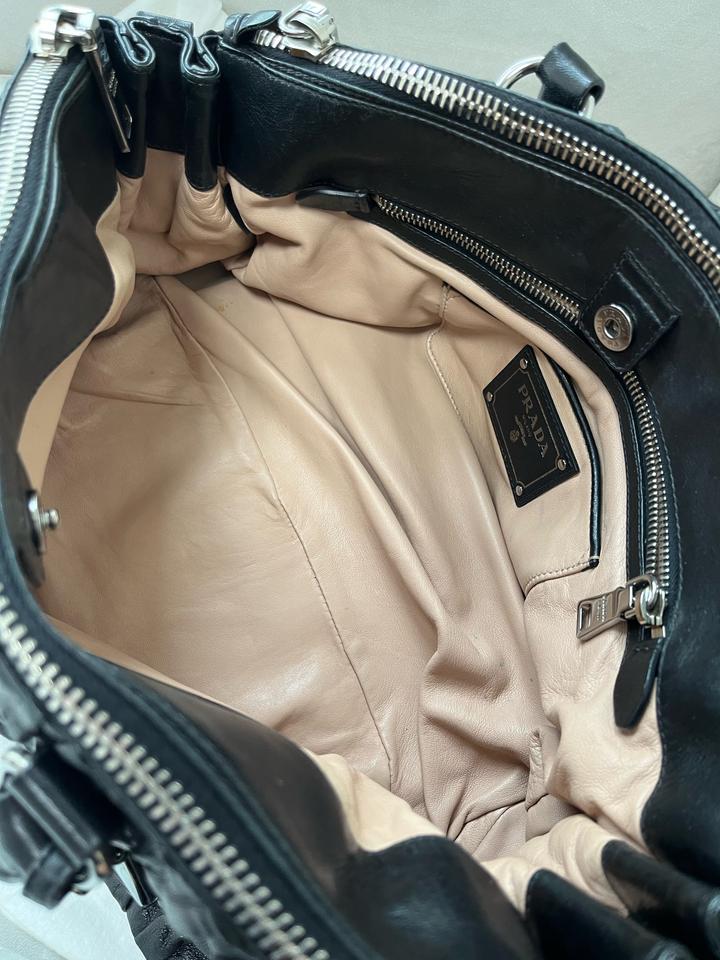 Prada Black Nappa Gaufre Leather Tote Bag