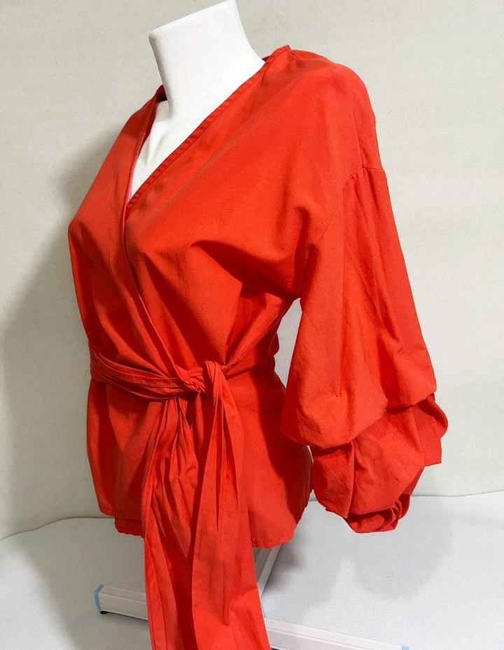 Блуза M 46 размер блузка коралловая рубашка рукав 3/4