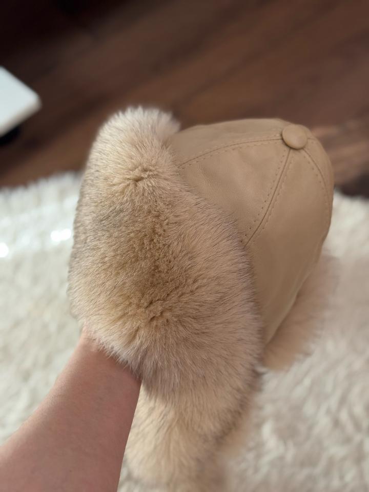 тёплая зимняя шапка-ушанка мех норки