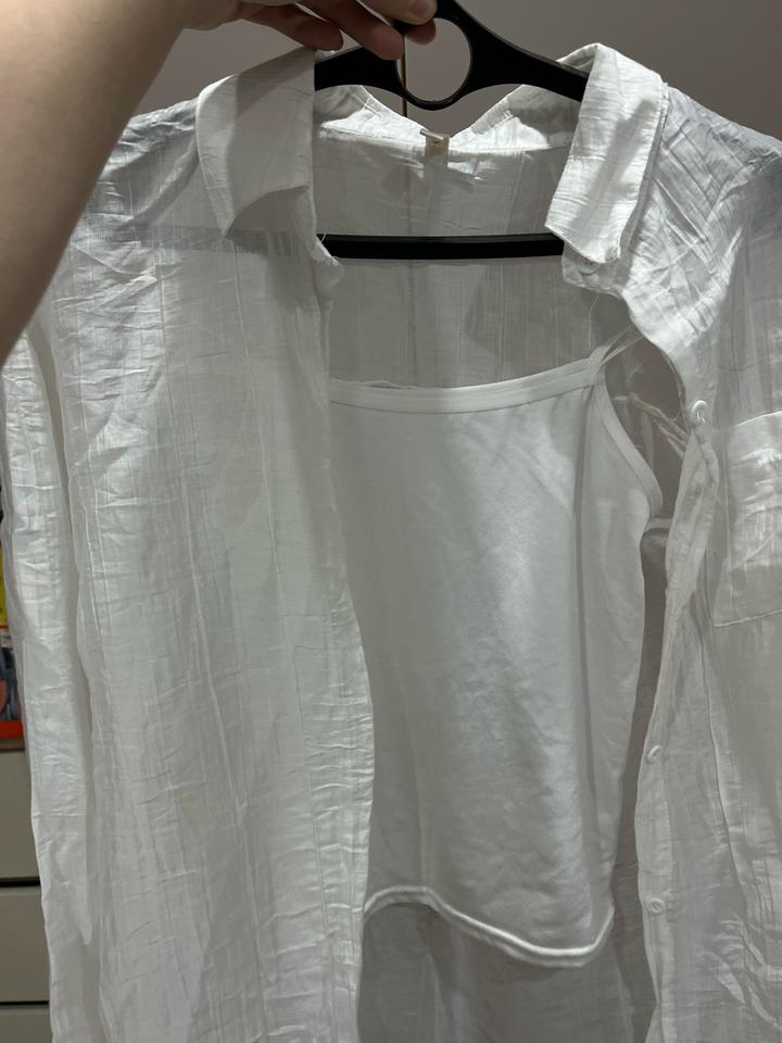 Комплект льняная рубашка +топик