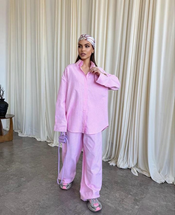 Пижамный костюм розовый и голубой