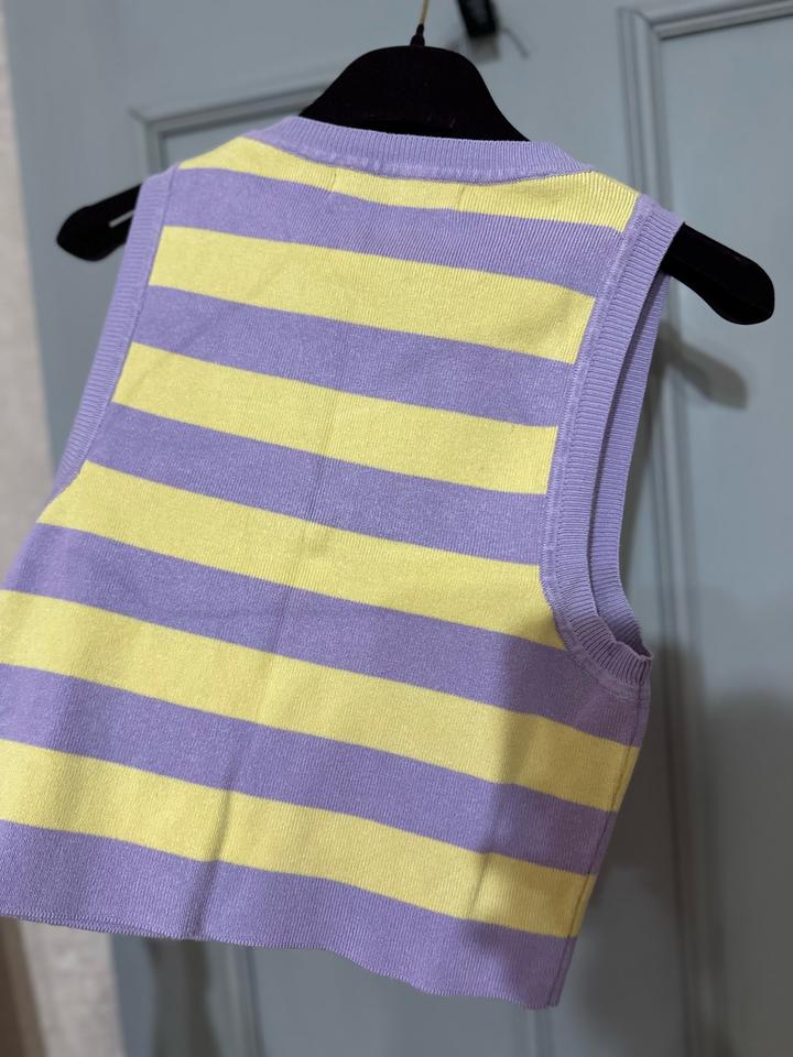 Лавандово-жёлтый кроп-топ в полоску 💛