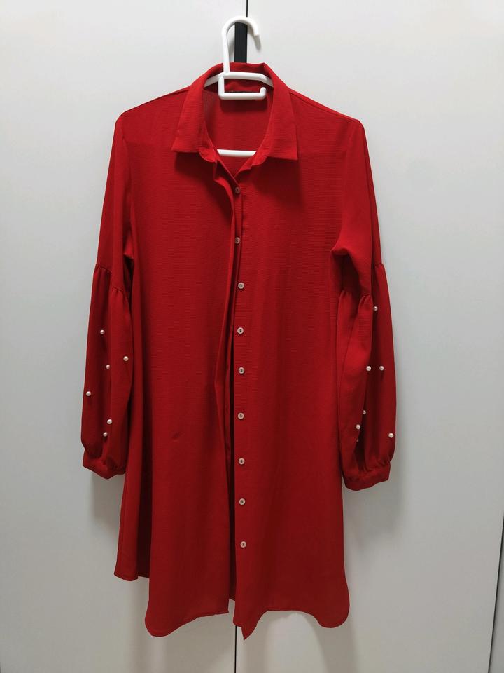 Красное турецкое платье-рубашка