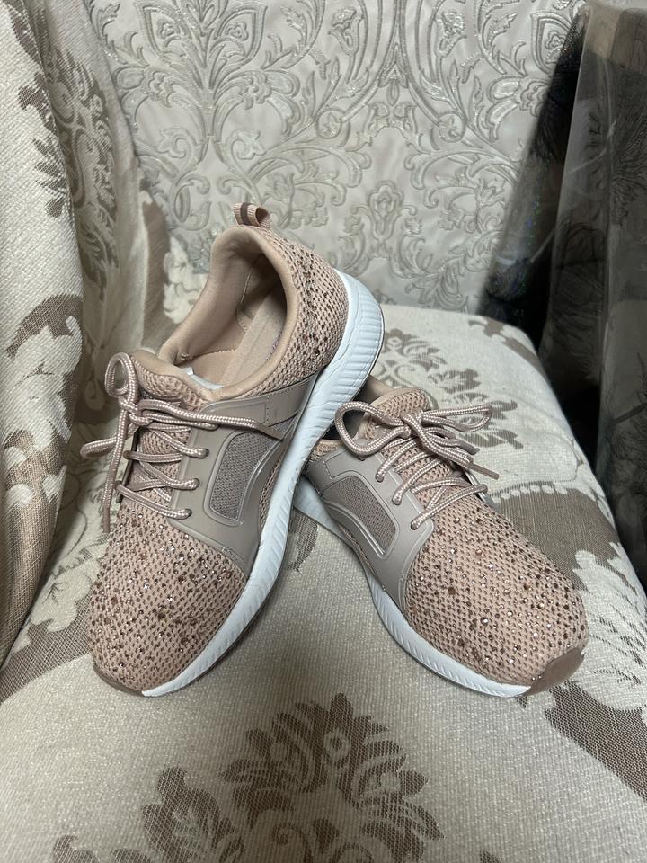 Оригинальные кроссовки Skechers BOBS со стразами (Rose Gold)