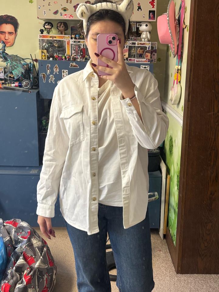 Плотная белая рубашка Massimo Dutti