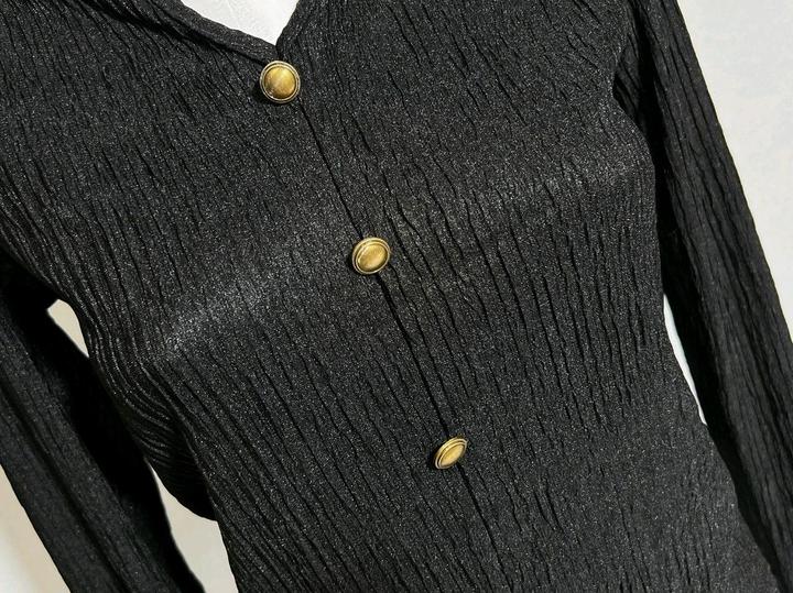 Новый черный топ блузка S р 42-44 с блеском офисный casual textured рубашка