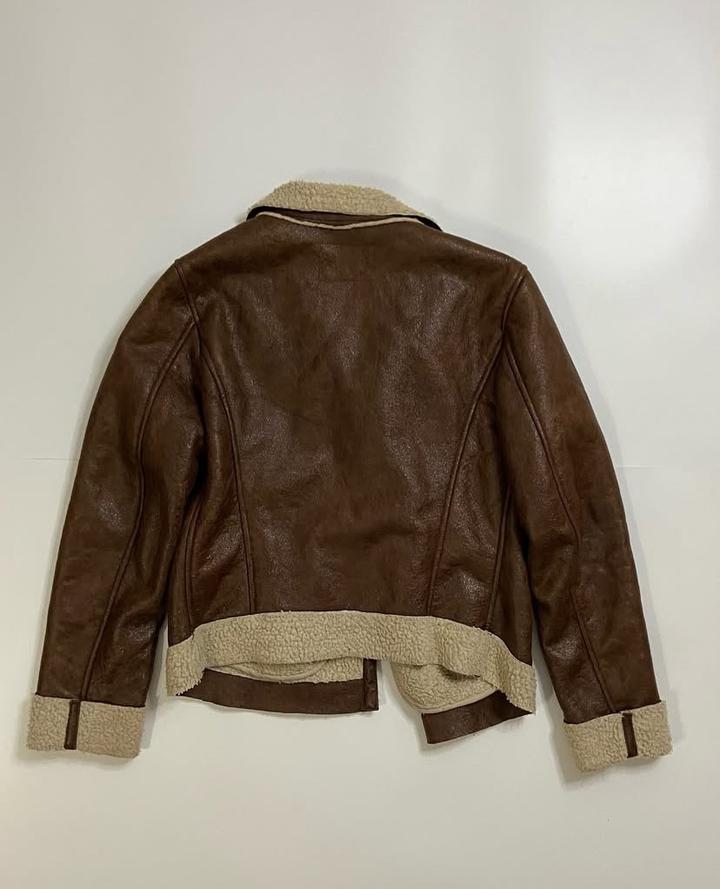 Vintage leather Uniqlo Sherpa pink rock jacket