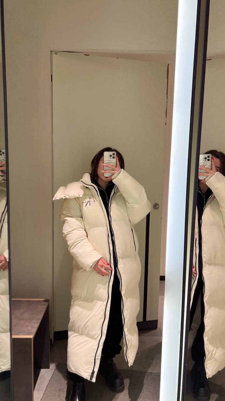 Белая куртка пуховик Calvin Klein оригинал, размер XS