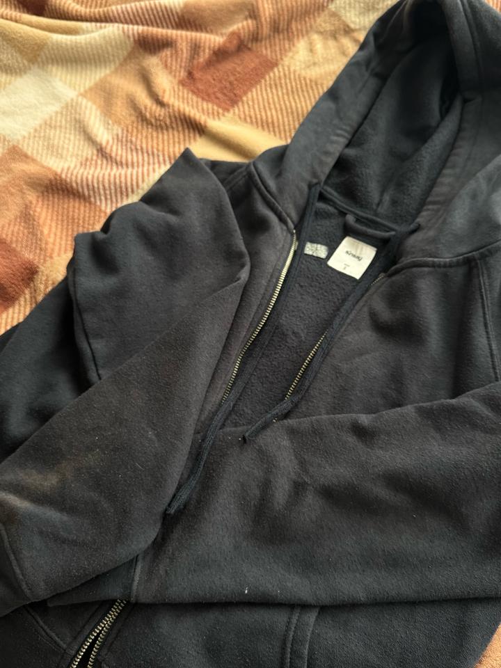 Темно синяя универсальная зип кофта с начесом / зип худи sinsay