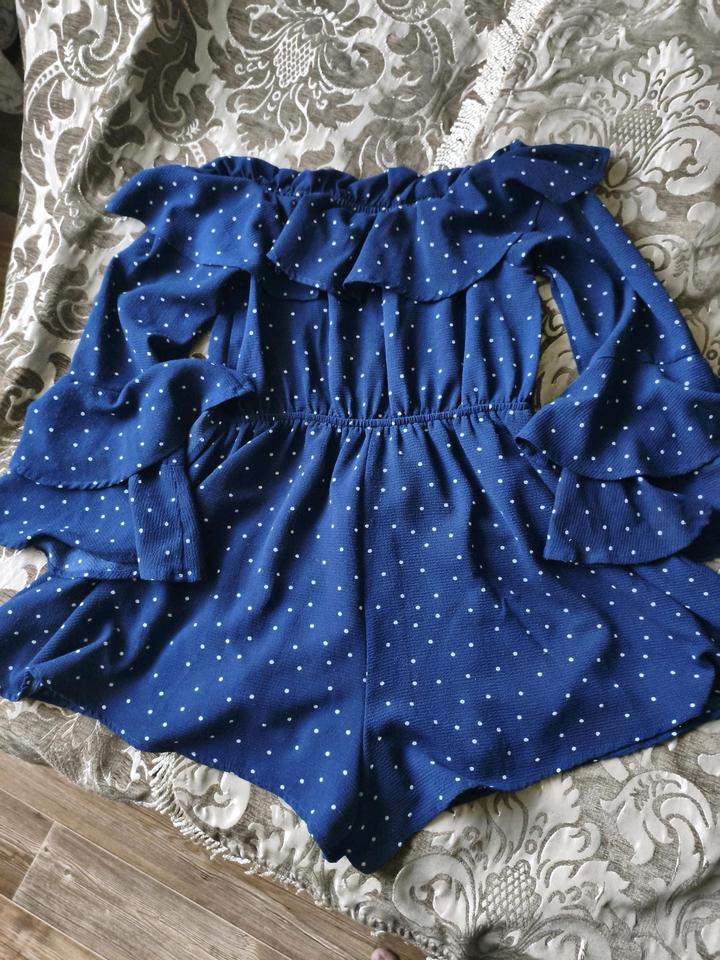 Синий комбинезон в горошек