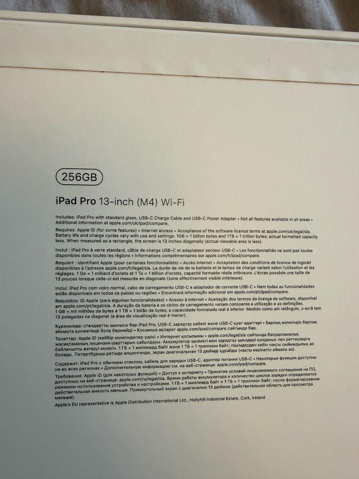 IPad 13 Pro M4 256 gb, WI FI