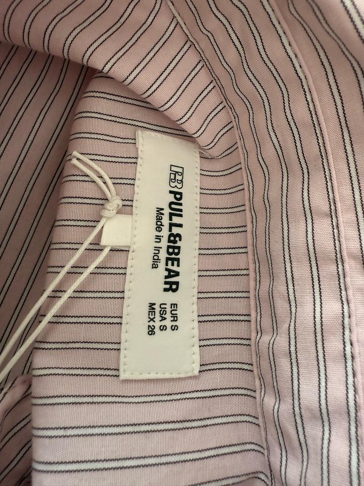 Розовая-белая рубашка в клетку с длинным рукавом от Pull & Bear