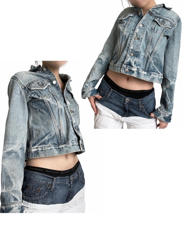 Distressed denim jacket