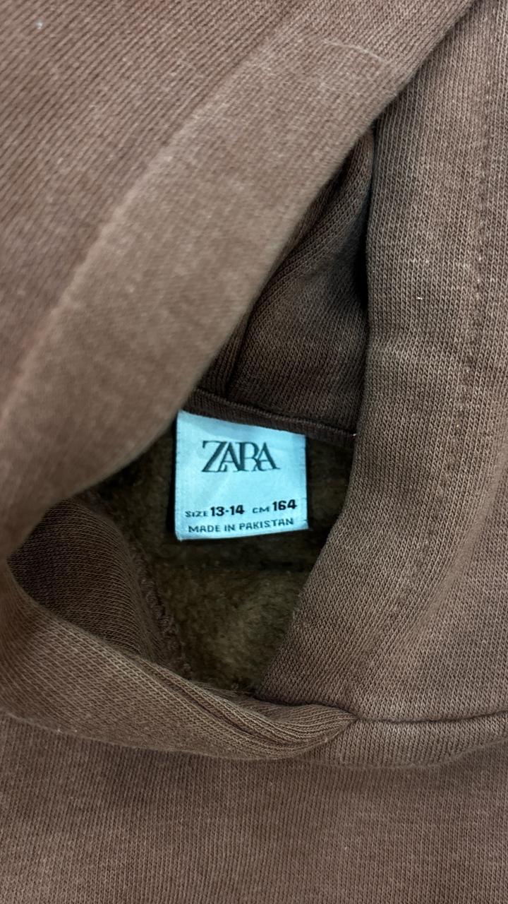 Коричневое укороченное худи zara