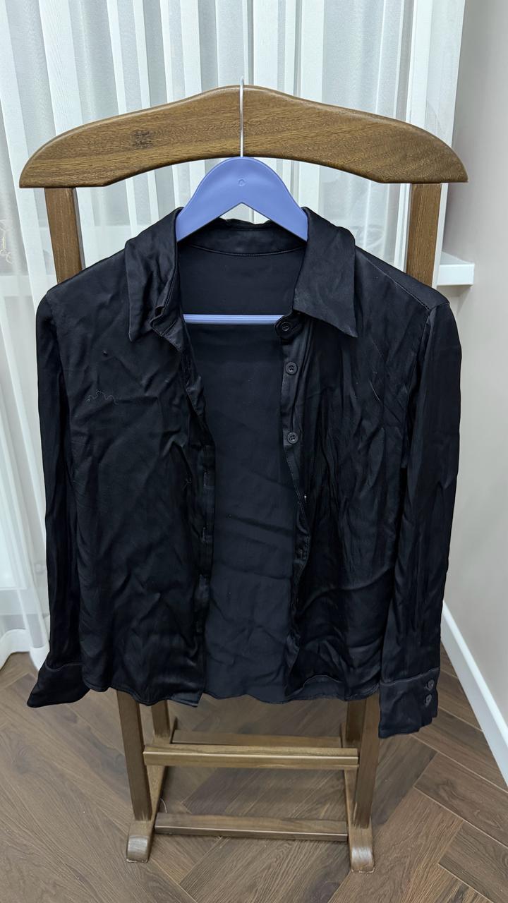 Двойка: рубашка, юбка длина миди атлас , размер XS