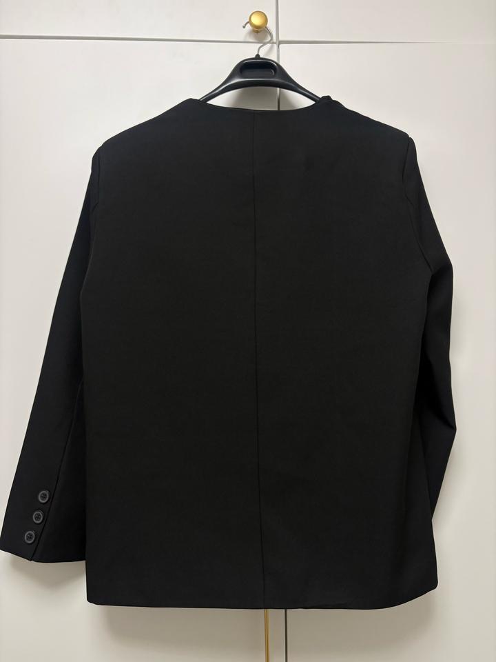 Черный пиджак без воротника 44 (M) Oversize