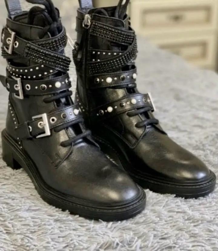 Кожаные демисезонные ботинки-Zara