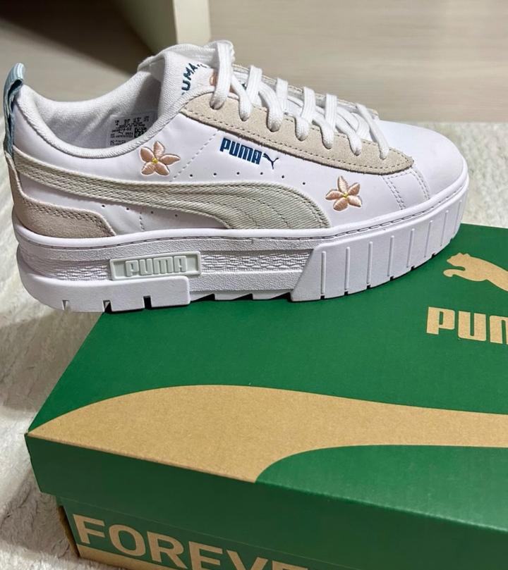 PUMA Mayze Embroidery White–Vapor Gray