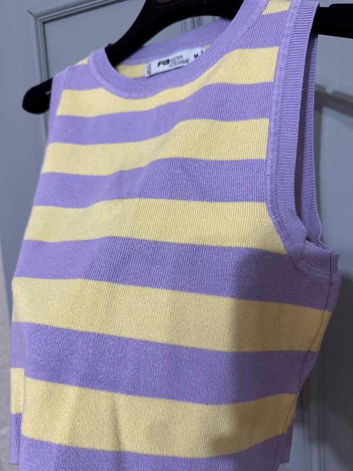 Лавандово-жёлтый кроп-топ в полоску 💛