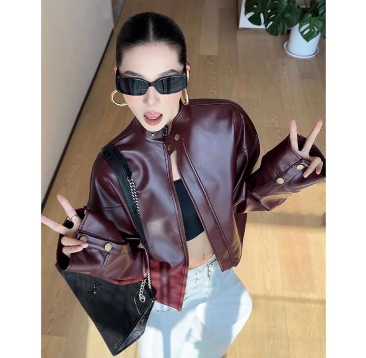 Кожанка бордовая