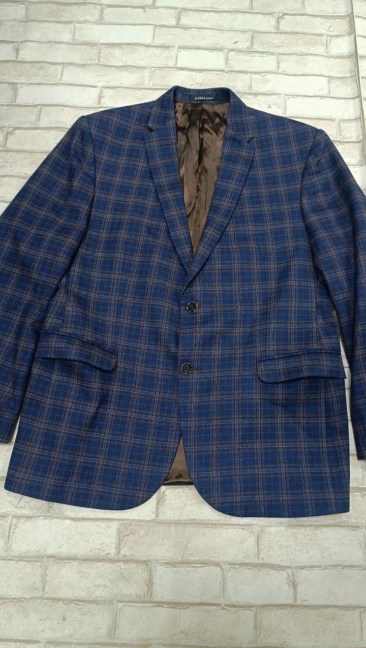 Мужской пиджак повседневный синий в клетку