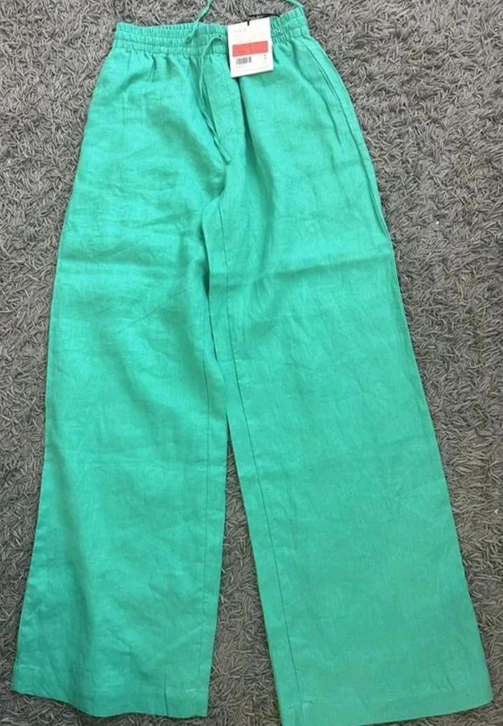 Льняные брюки новые lime