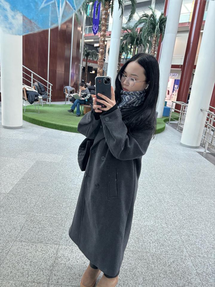 Пальто серый макси