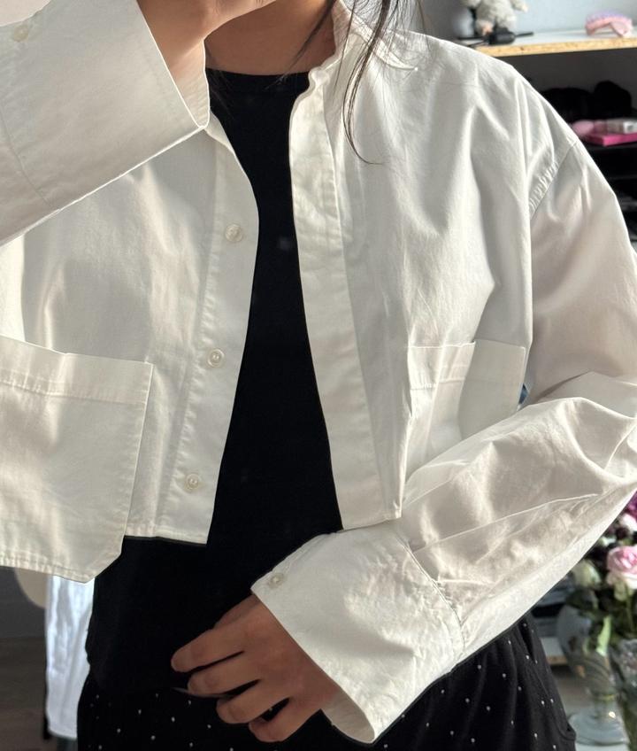 ZARA Новая белая укороченная рубашка / летняя рубашка / oversize style