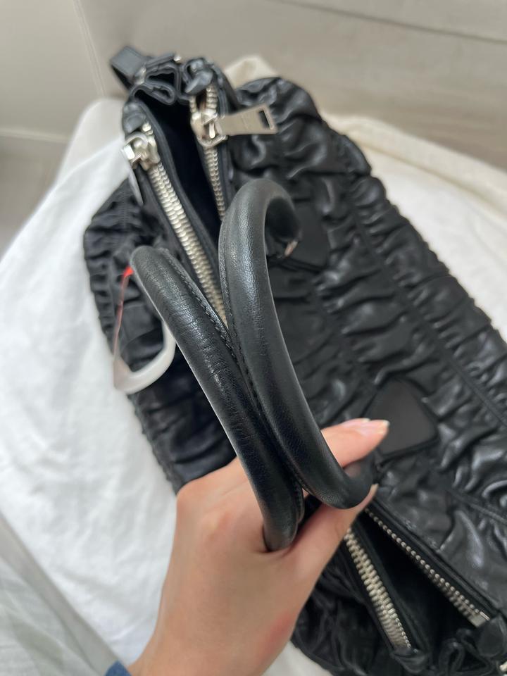 Prada Black Nappa Gaufre Leather Tote Bag