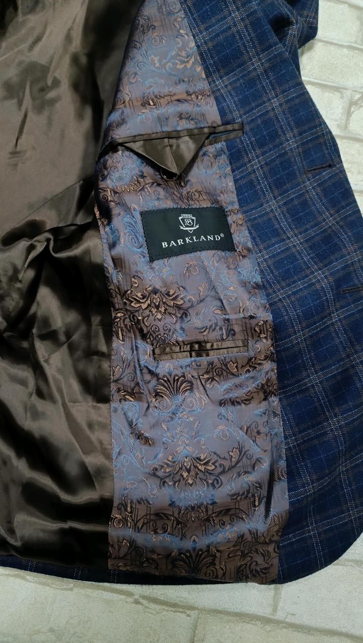 Мужской пиджак повседневный синий в клетку