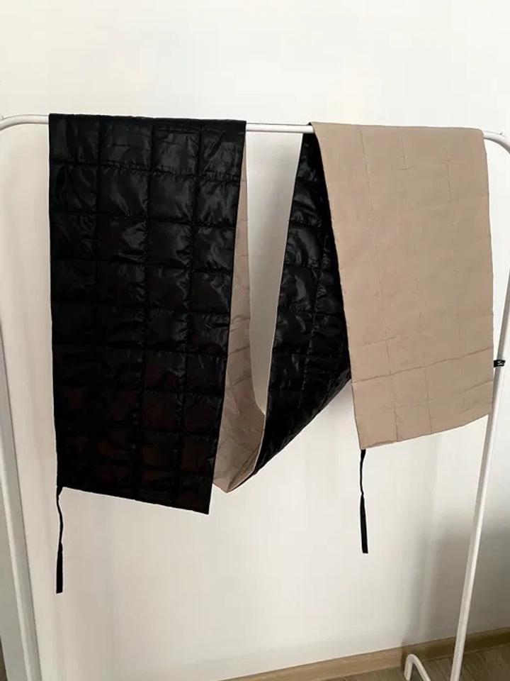 Двухсторонний стеганый шарф бежевый/чёрный