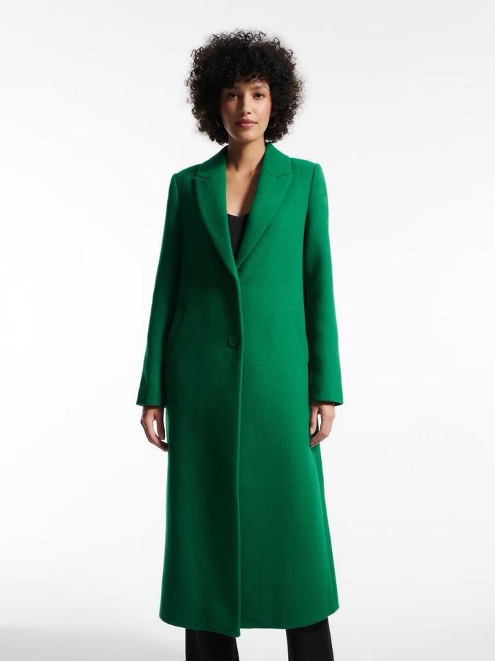 Пальто длинное зеленое