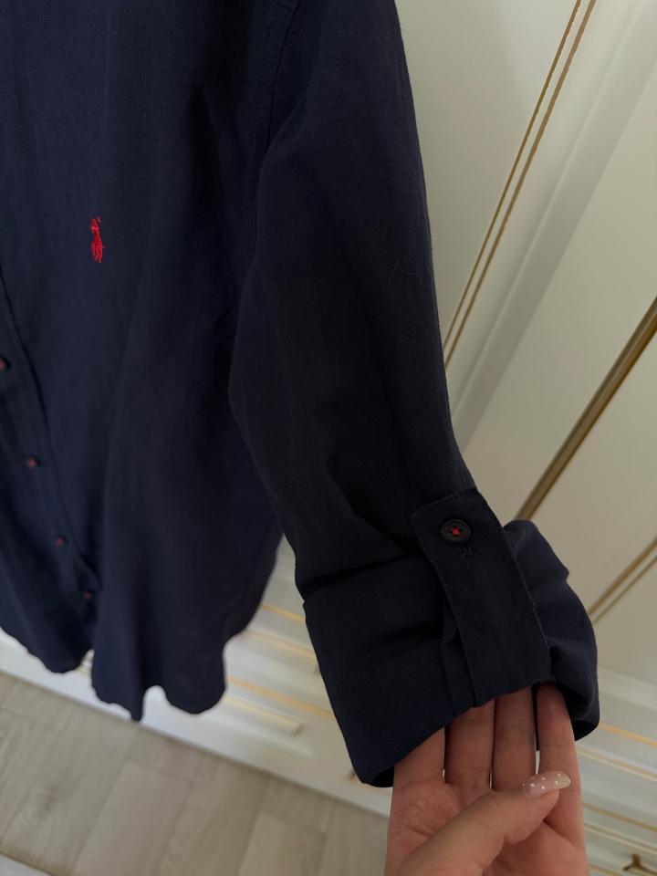 Мужская синяя льняная рубашка Polo by Ralph Lauren