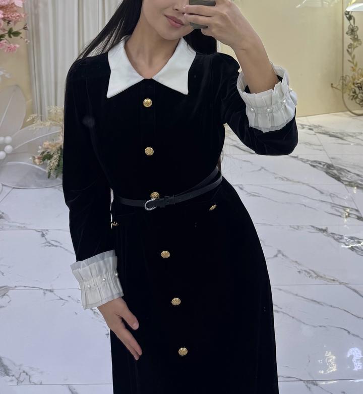 Платье женское велюровое черное