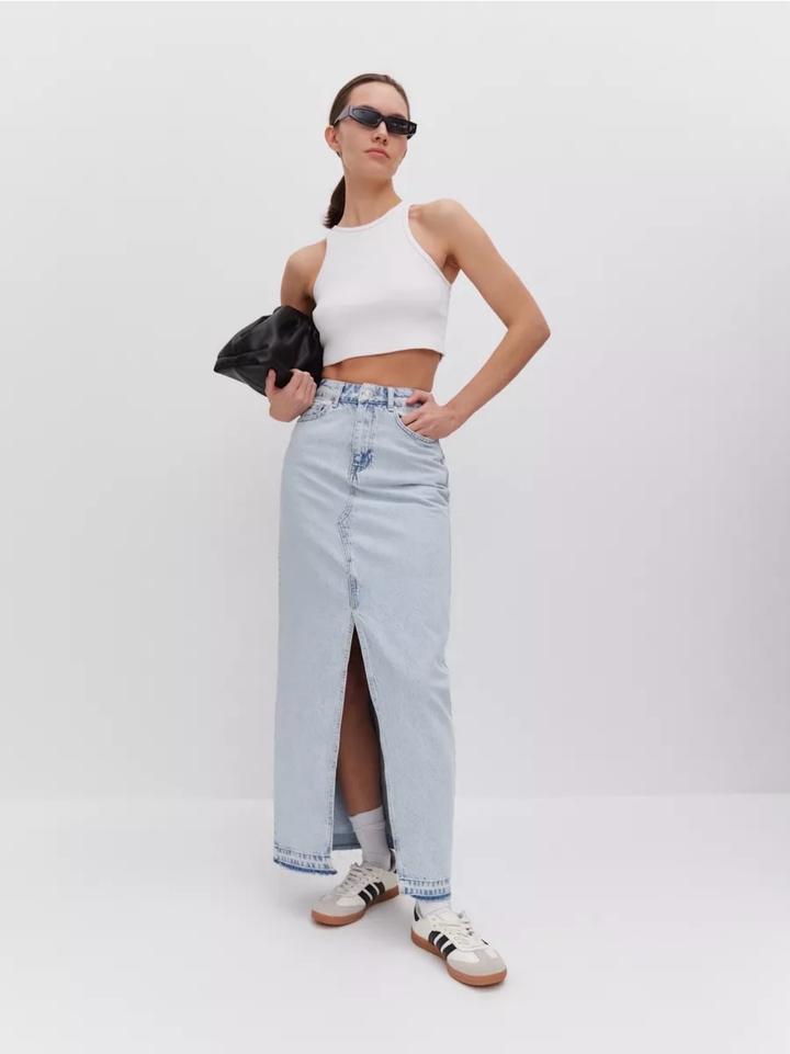 Джинсовая юбка макси