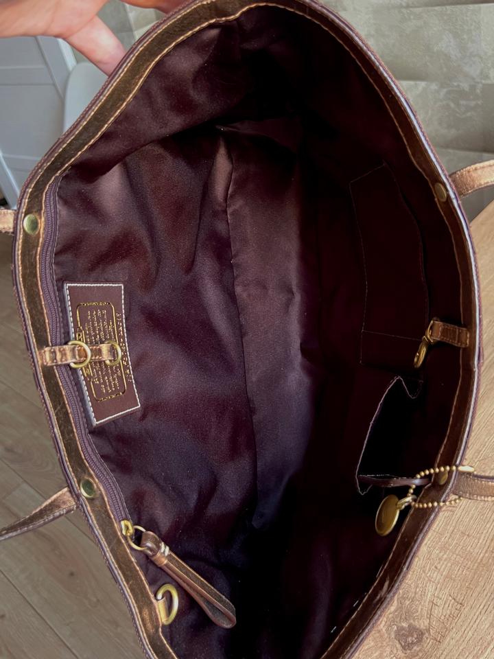 Винтажная сумка шоппер Coach Signature Stripe Tote