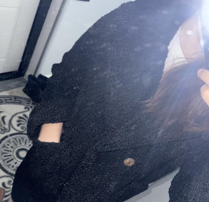 Тедди пальто черное S